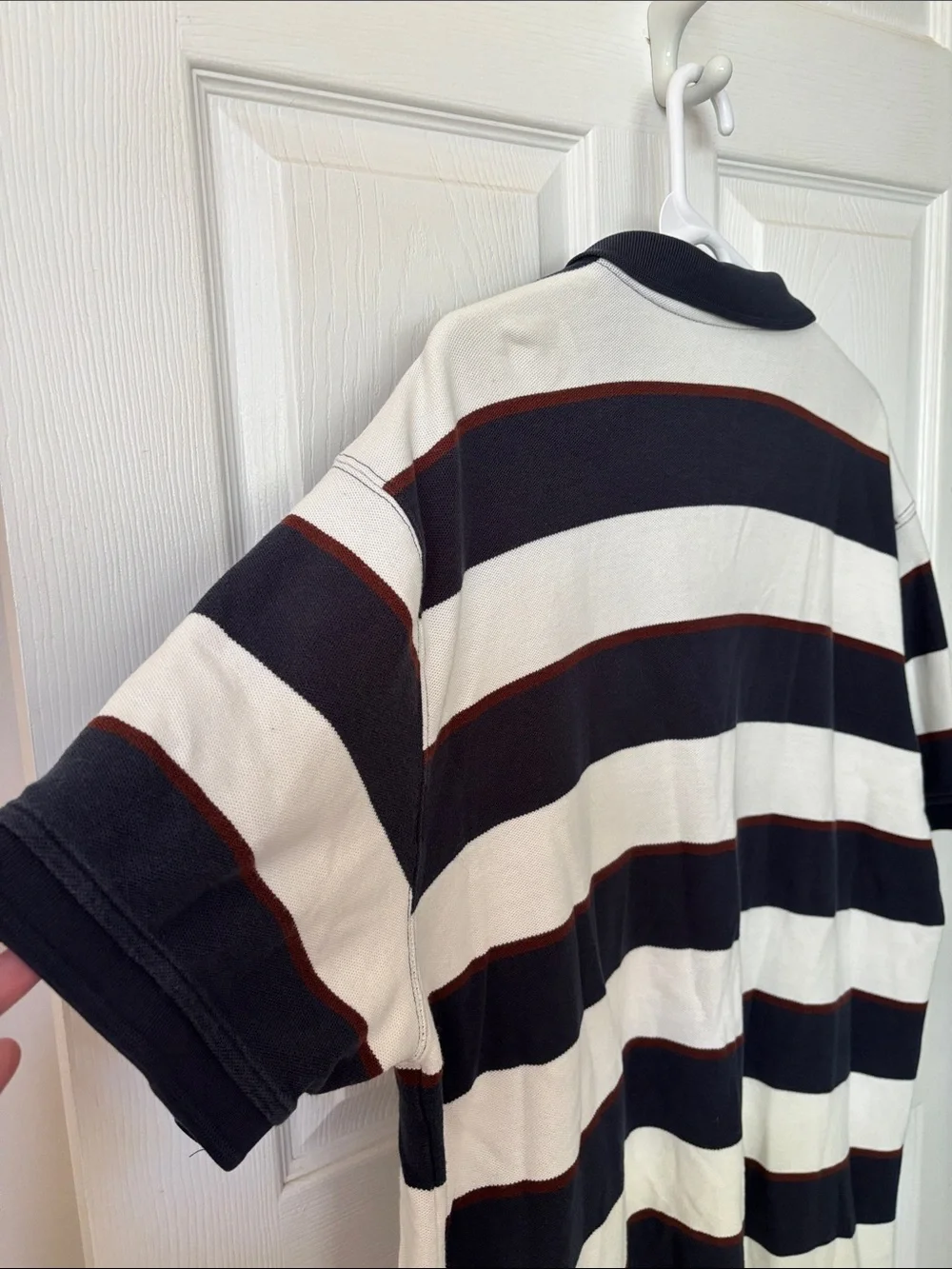 L.L. Bean Men’s Navy, White & Brown Striped Polo XL